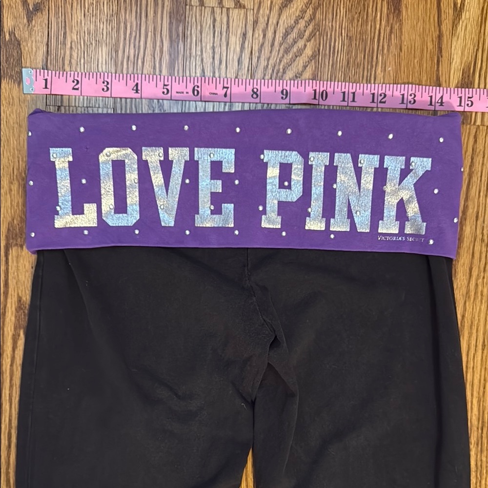 Black Yoga Pants with Purple Rhinestone Waistband - Picture 5 of 9